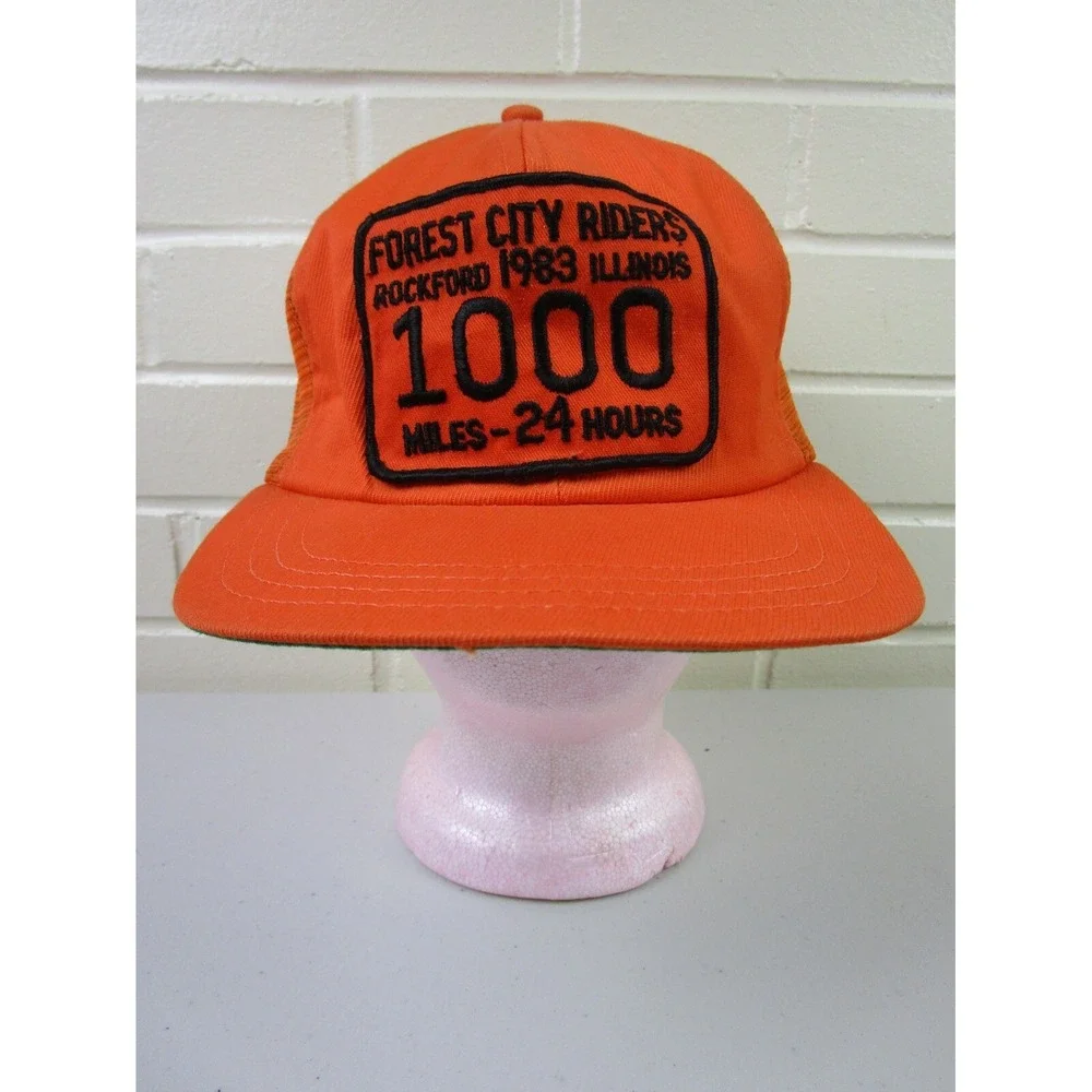 Vintage 80s Snapback Trucker Hat Motorcycle Club Forest City‎ Riders MC Illinois